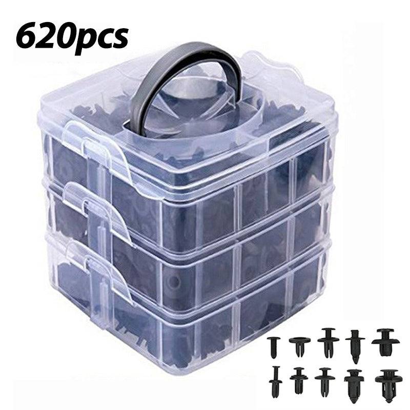 300/620pcs Bumper Retainer Clips, Car Plastic Rivets Fasteners Push Retainer Kit Popular Sizes Auto Push Pin Rivets Set Door Trim Panel Fender Clips