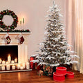 Puleo International 7.5 Foot Pre Lit Flocked Aspen Fir Artificial Christmas Tree