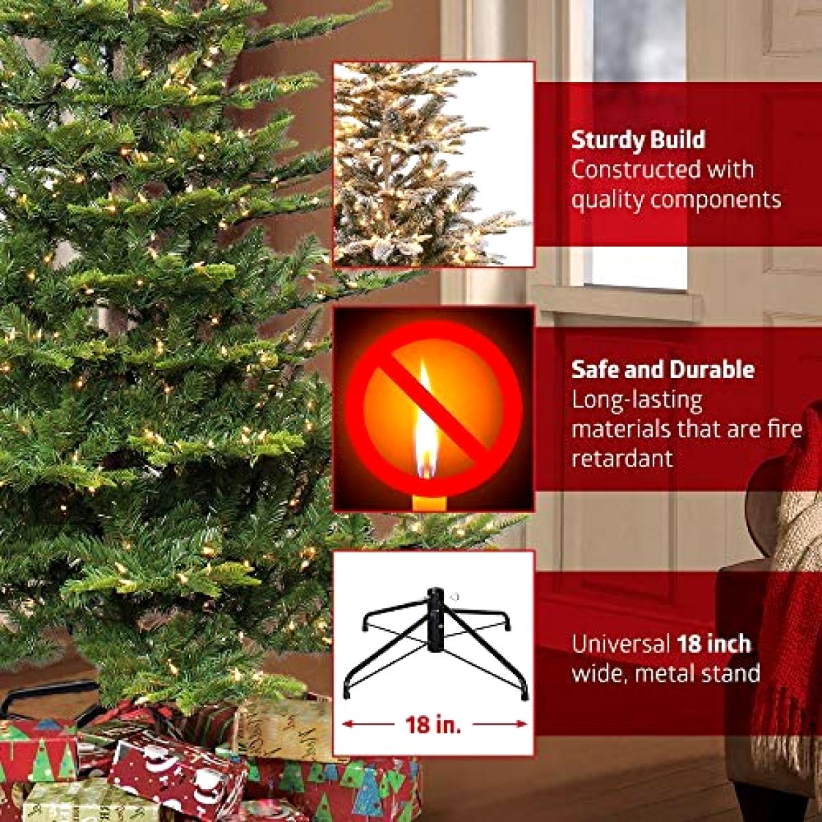 Puleo International 7.5 Foot Pre Lit Flocked Aspen Fir Artificial Christmas Tree