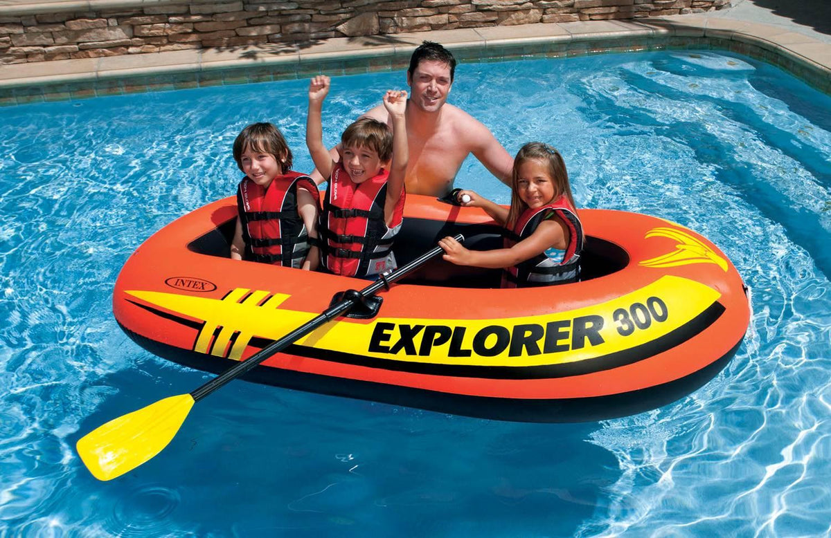 Explorer 300 Inflatable Fishing 3 Person Raft Boat w/ Pump &amp; Oars (6 Pack)