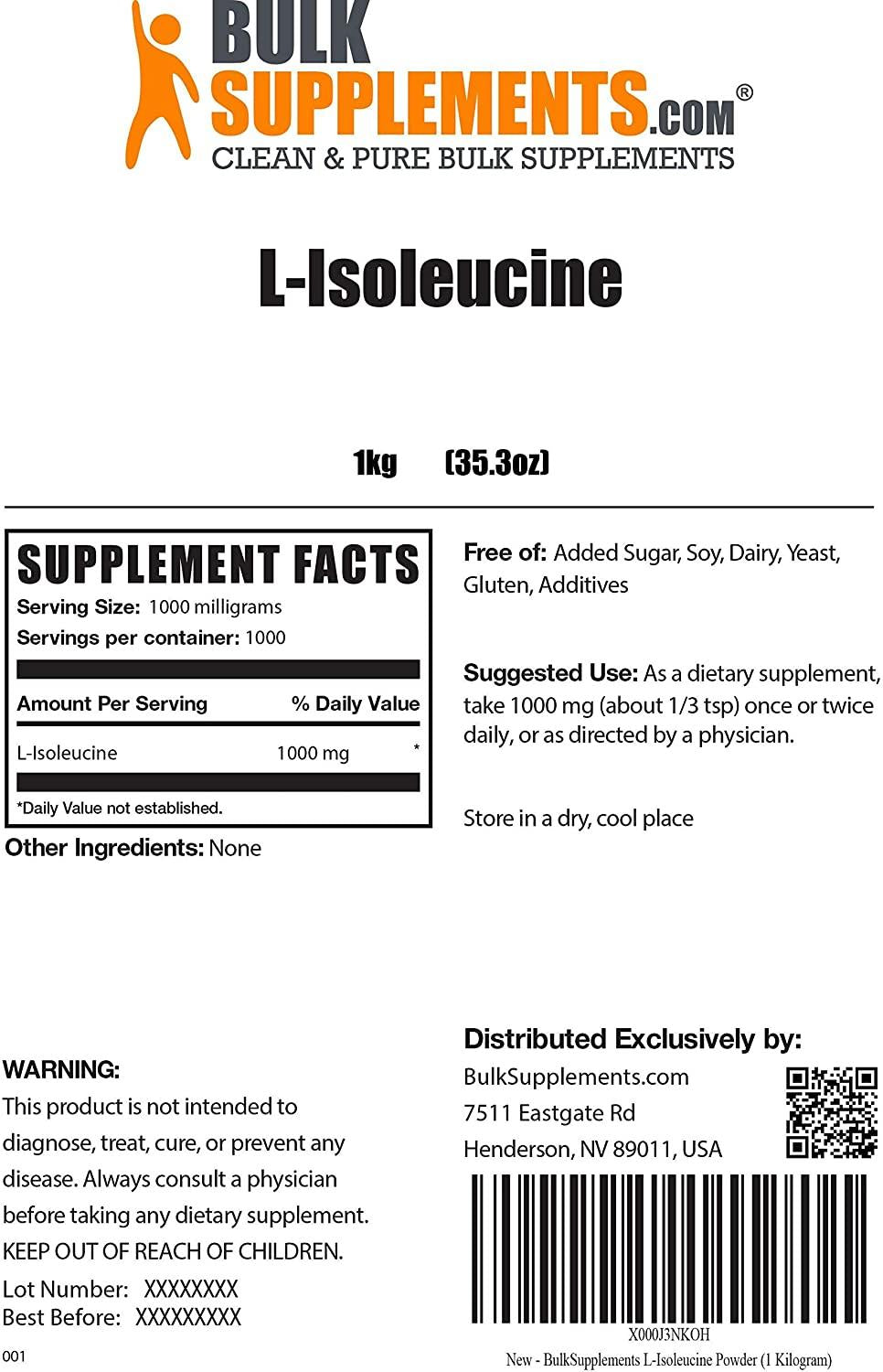 BulkSupplements.com L-Isoleucine Powder (5 Kilograms - 11 lbs)