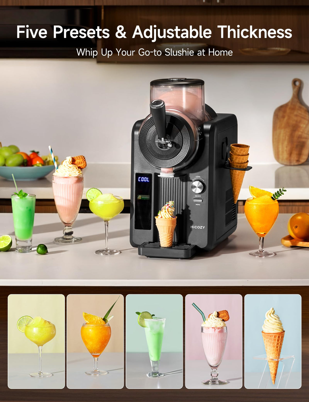 F3 Slushie Machine & Soft Serve Ice Cream Machine, Ice Cream Maker, No Ice Needed, Self-Cleaning, 5 Presets for Soft Serve, Frozen Drink, Milk Shake, Margaritas, Frappés and More