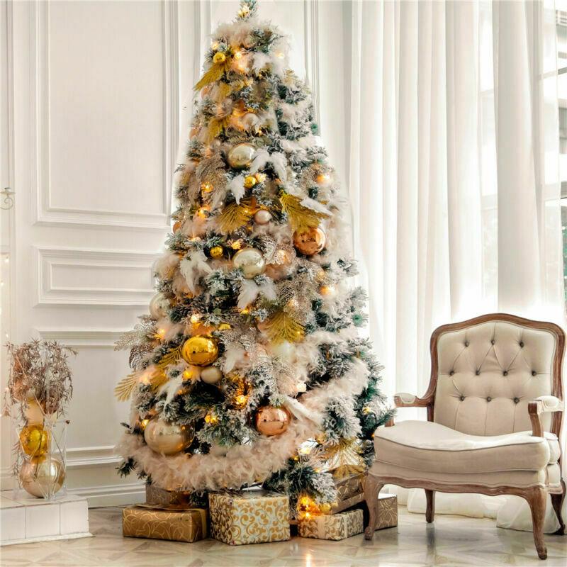 Hinged Artificial Fir Christmas Tree 7.5FT Snow Flocked Artificial Holiday D閼煎崒or