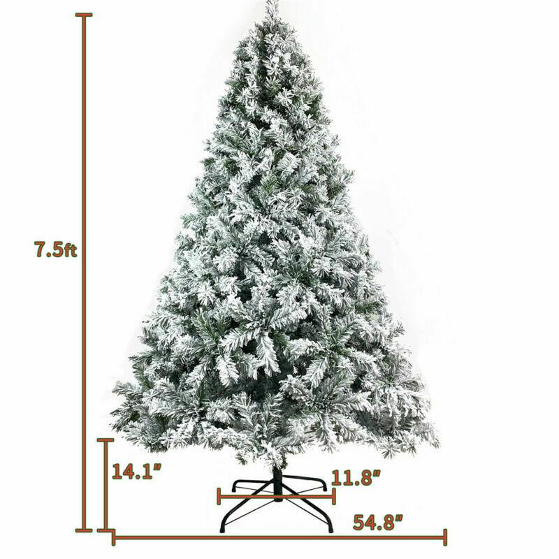 Hinged Artificial Fir Christmas Tree 7.5FT Snow Flocked Artificial Holiday D閼煎崒or