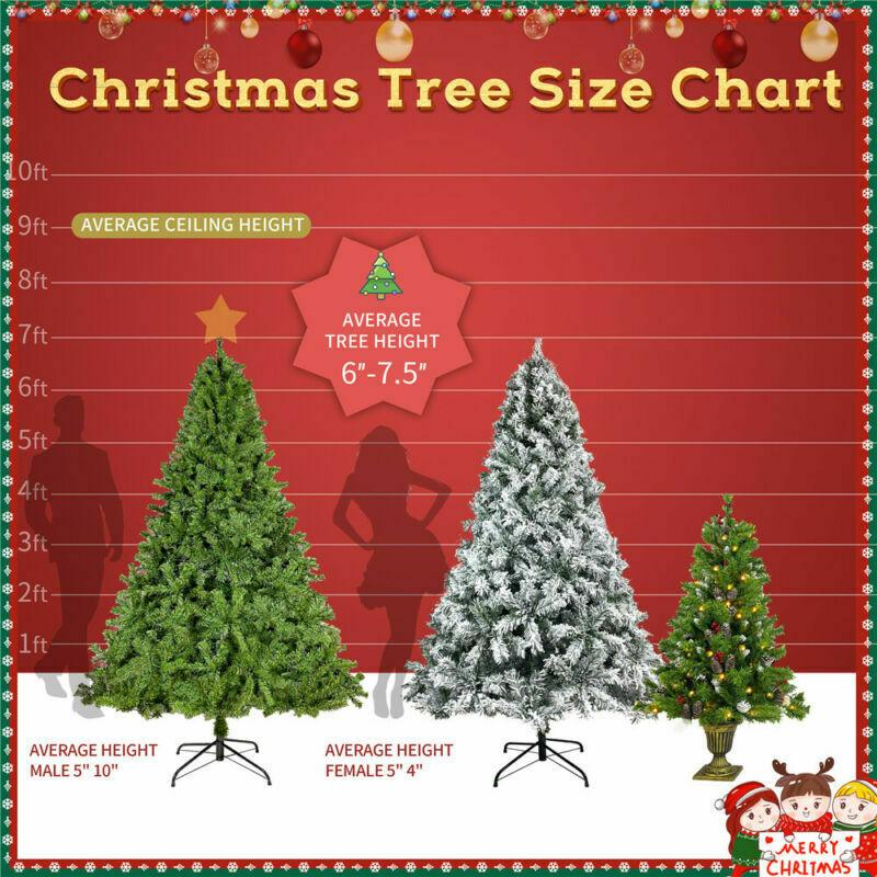 Hinged Artificial Fir Christmas Tree 7.5FT Snow Flocked Artificial Holiday D閼煎崒or