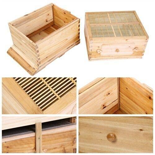 auto flow beehive food grade beekeeping wooden house with 7 automatic honey flow combs for beekeeper starter (bpa free)