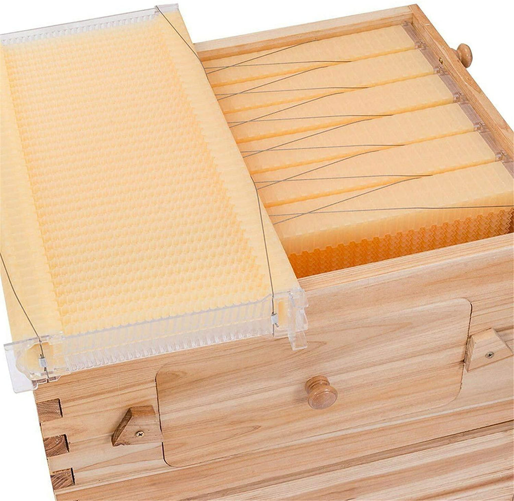 auto flow beehive food grade beekeeping wooden house with 7 automatic honey flow combs for beekeeper starter (bpa free)