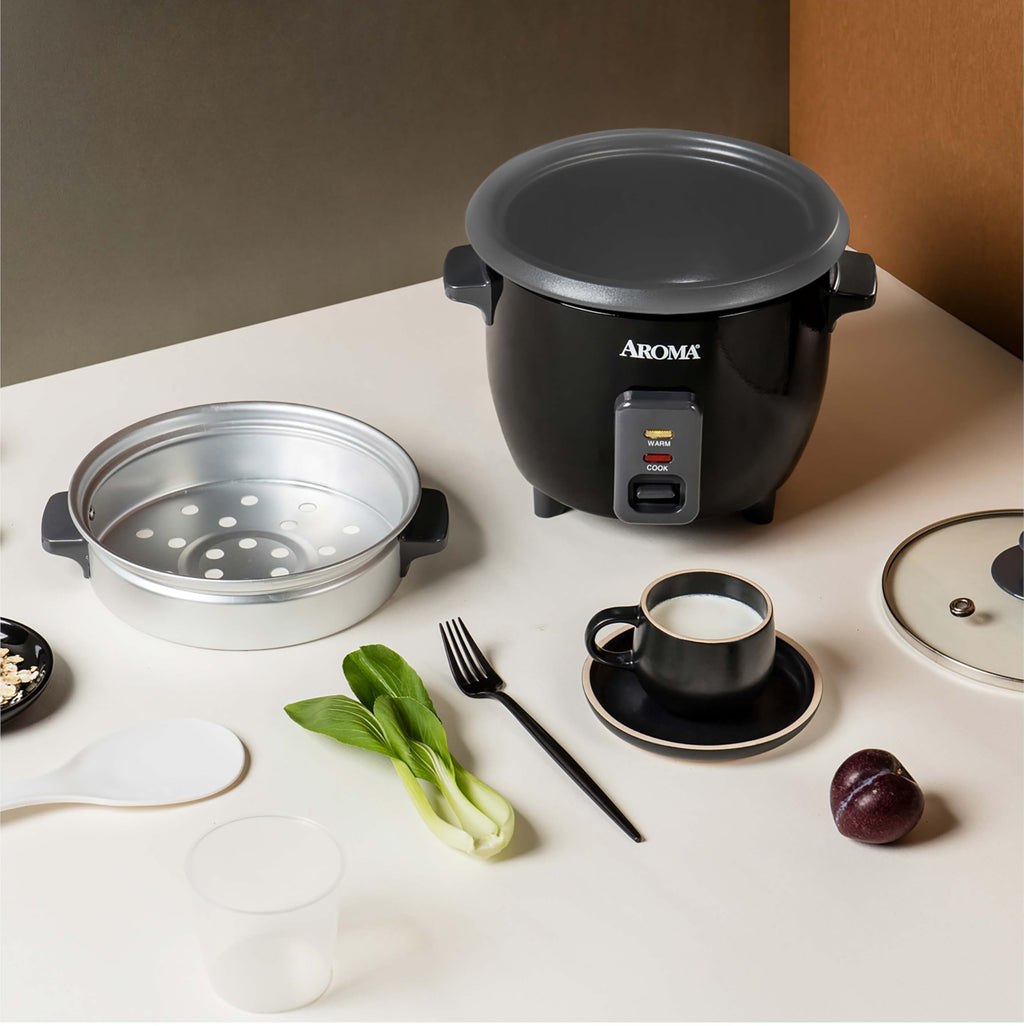 Housewares ARC-363-1NGB 3 Uncooked/6 Cups Cooked Rice Cooker, Steamer, Multicooker, 2-6 cups, Black