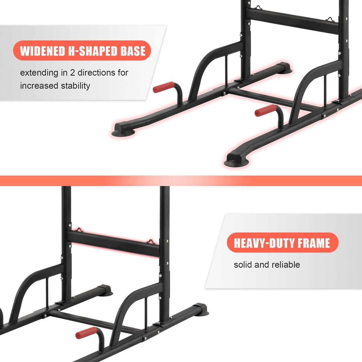 Power Tower Pull Up Bar Dip Station Adjustable Height Home Gym Workout Equipment