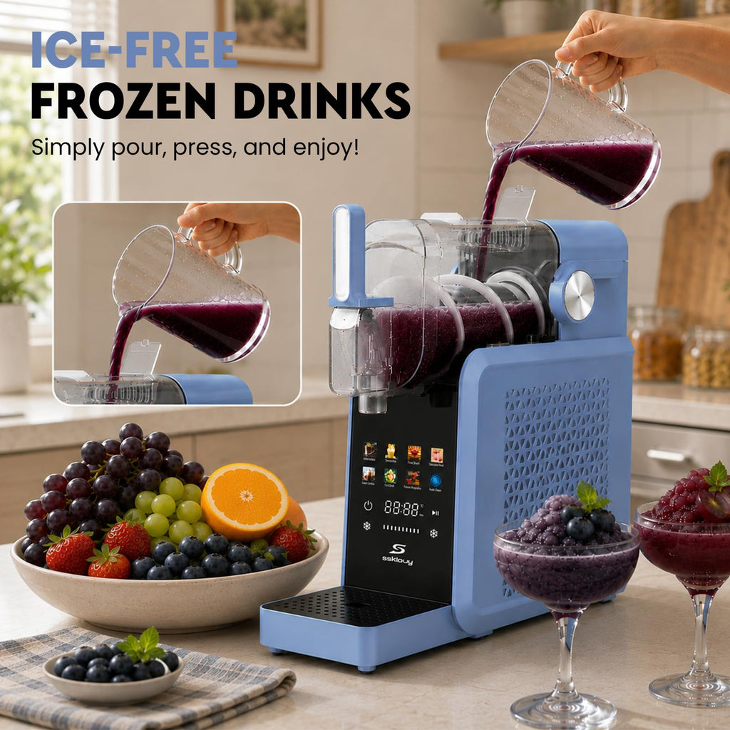 Slushie Machine, 88oz Slushie Maker with Adjustable Temperature, LED Display, Auto-Clean, 7-in-1 Frozen Drink Maker for Ice Cream, Frappés, Milkshakes, and Frozen Margaritas-blue