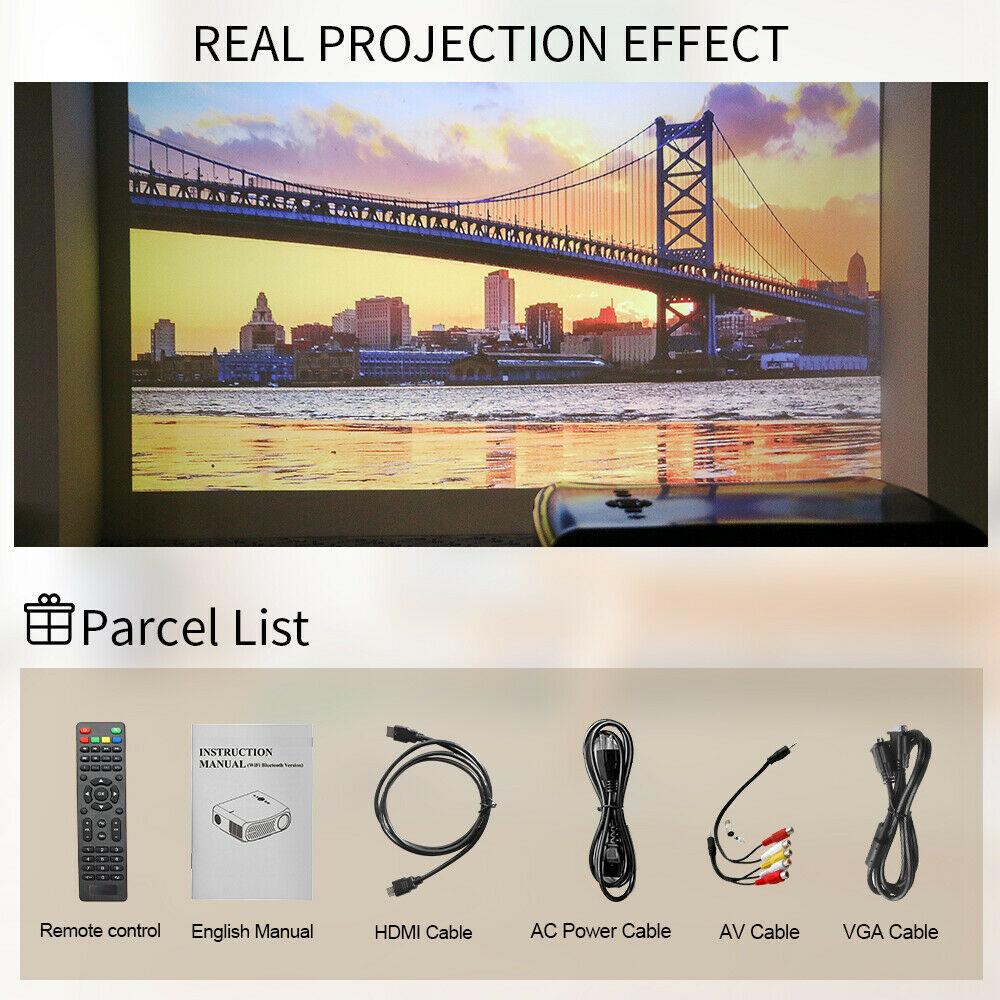 native 1080p 8500lms projector 4k movie led home theater tv hdmi usb 10000:1 vga