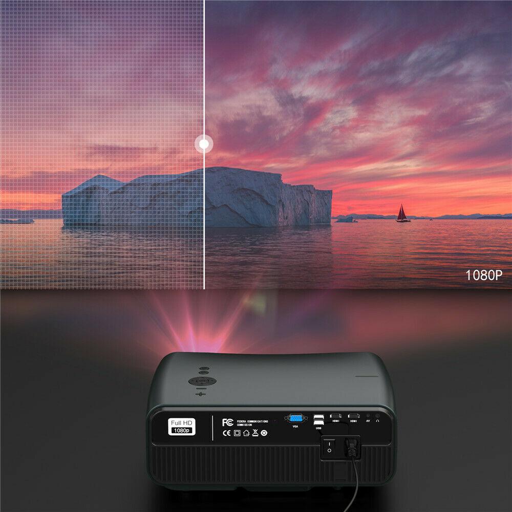native 1080p 8500lms projector 4k movie led home theater tv hdmi usb 10000:1 vga