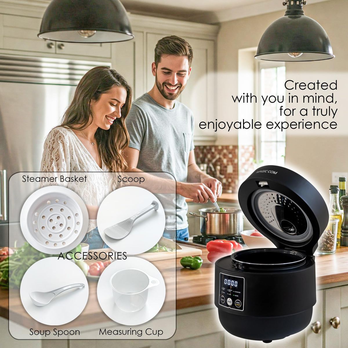 Rice Cooker 4 Cup Uncooked/ 8 Cup Cooked, Digital Display with Warmer, Small Rice Maker & Multiple Settings, 24H Delay Timer, Automatic Keep Warm, Nonstick Inner Pot, ArrocEléctrica