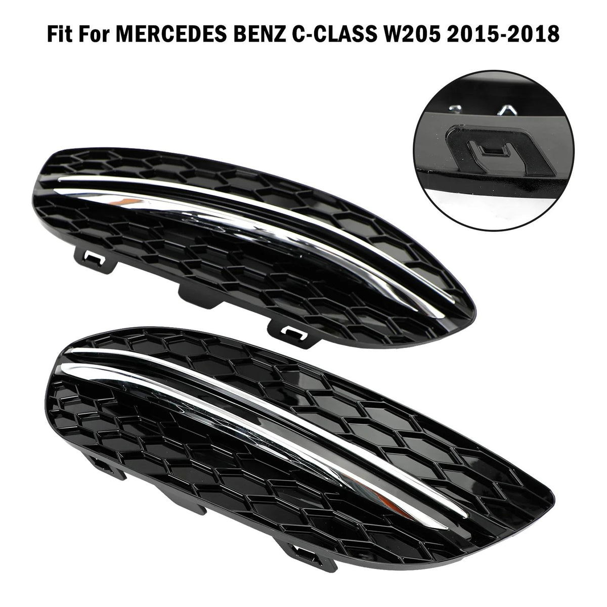 2015-2023 BENZ C-CLASS W205 Base Sedan Honeycomb Front Fog Light Cover 2058850723 MB1038172 Generic