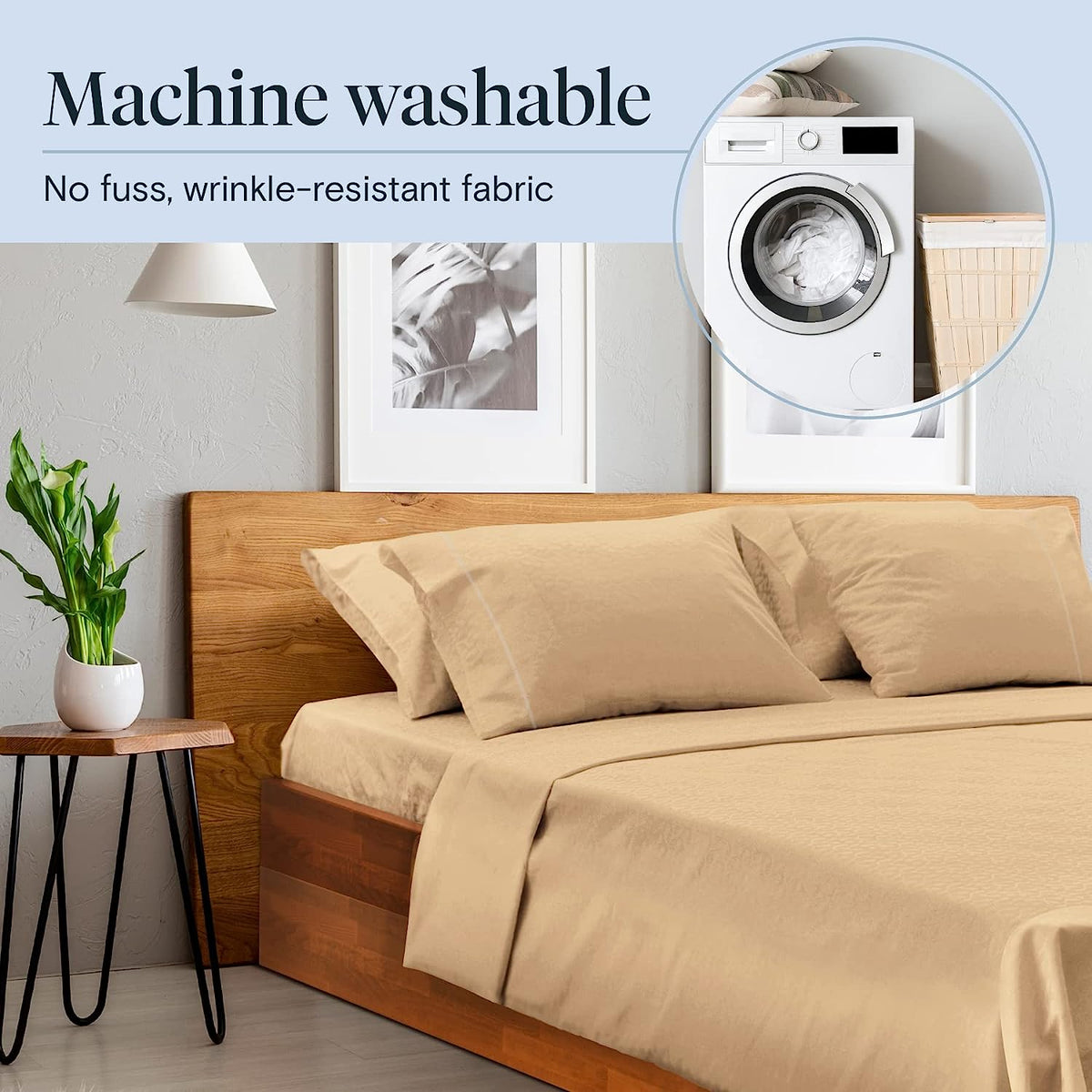 LuxClub 6 PC King Size Sheet Set Bamboo Sheets Deep Pockets 18" Eco Friendly Wrinkle Free Cooling Sheets Machine Washable Hotel Bedding Silky Soft - Mocha King
