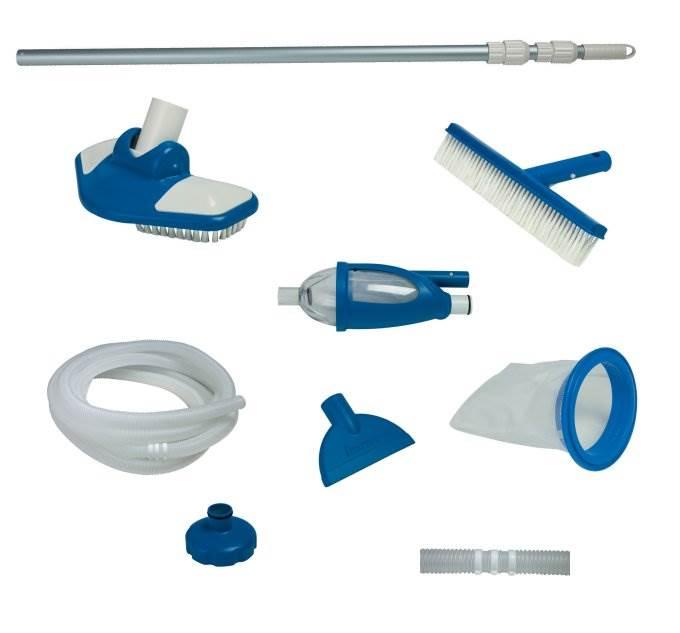 18 Ft Round Easy Set Solar Cover and Deluxe Pool Maintenance Kit w/ Vacuum