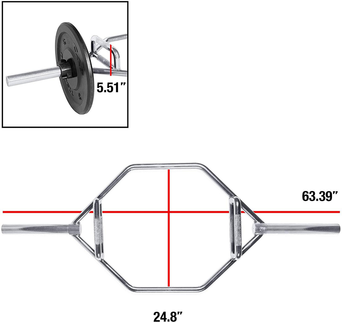 CAP Barbell Olympic Trap Bar, Hex Bar, Shrug Bar, Deadlift Bar, Weight Bar