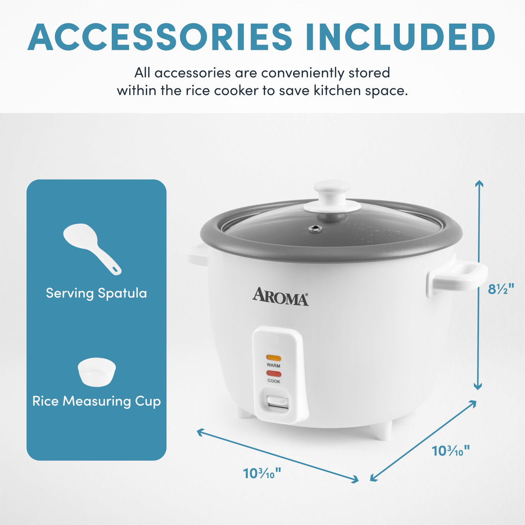 Rice Cooker, 8-Cup (Uncooked) / 16-Cup (Cooked), Pot-Style Rice Cooker and Soup Warmer with One-Touch Control, 4 Qt, White, ARC-368NG