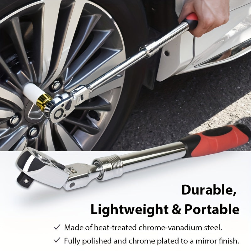 1/4 3/8 1/2 Telescopic Head Ratchet Wrench 72-Tooth Chrome Vanadium Steel Telescopic Head Ratchet Wrench, Automatic  Release Wrench