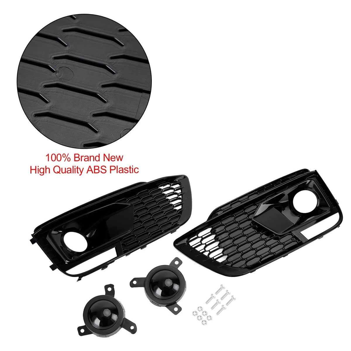 2018-20 RSQ5 Audi Q5 SQ5 SUV Black Front Honeycomb Fog Lamp Grilles Cover Generic