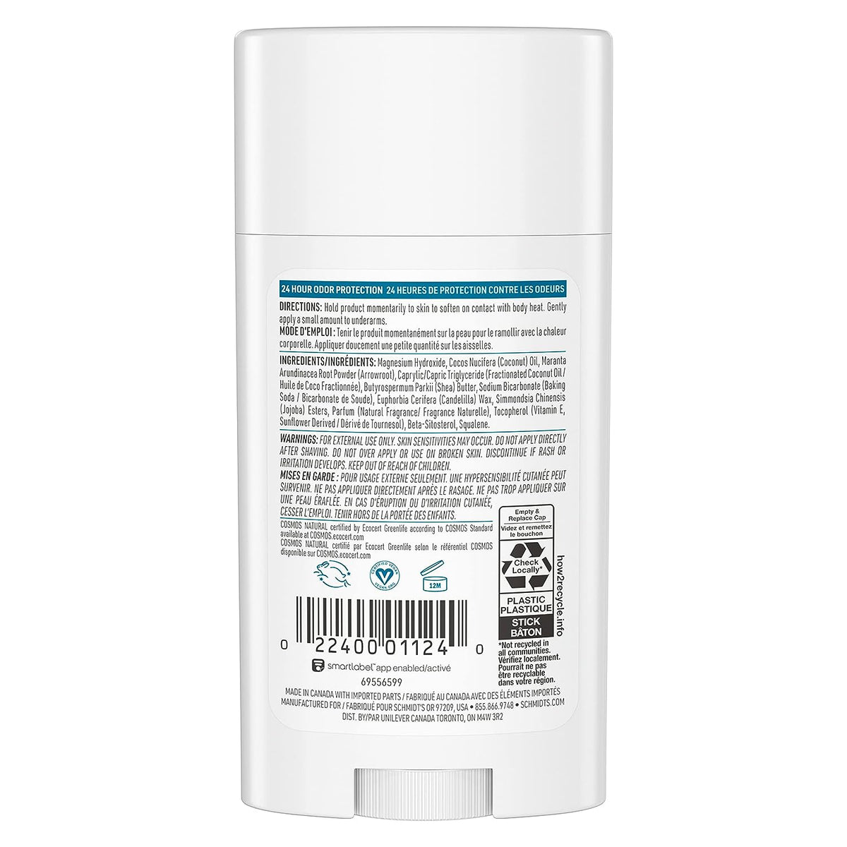 Schmidt's 100% Natural Origin Ingredient Deodorant Stick Fresh Rain &amp; Birch 2 Count for 24-Hour Odor Protection 2.65 oz