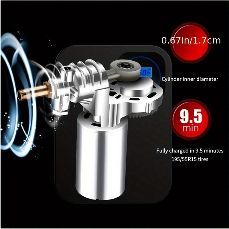 Car Tire Air Compressor, Tire Inflator Pump 12V DC Car Tire Pump With Digital Pressure Gau150PSI With Car Power Adapter Auto Shut Off For Car Tires