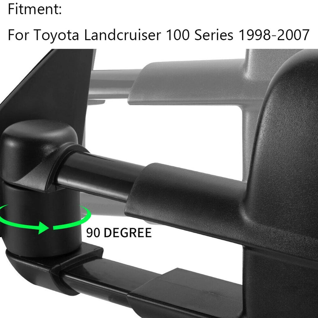 Black Electric Towing Caravan Mirrors For 100 Series Toyota Landcruiser 98-07 Generic