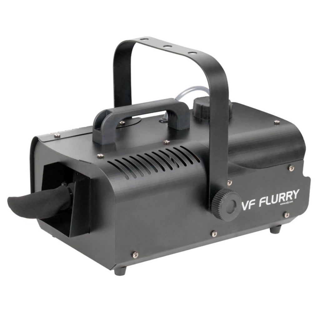 (2) American DJ VF Flurry High Output Snow Machines w/ Remotes &amp; (2) Snow Fluids