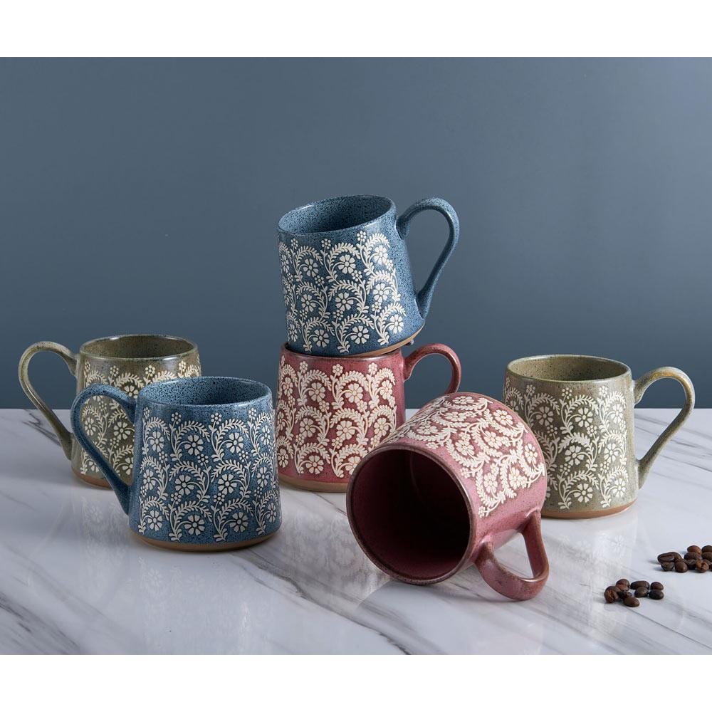 Floral Set of 6 Mugs, Assorted