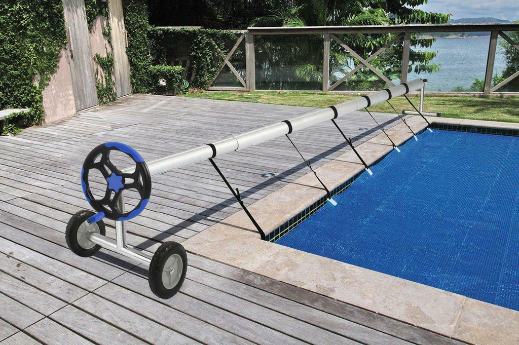 18 ft portable inground solar cover swimming pool cover reel with solid wheel
