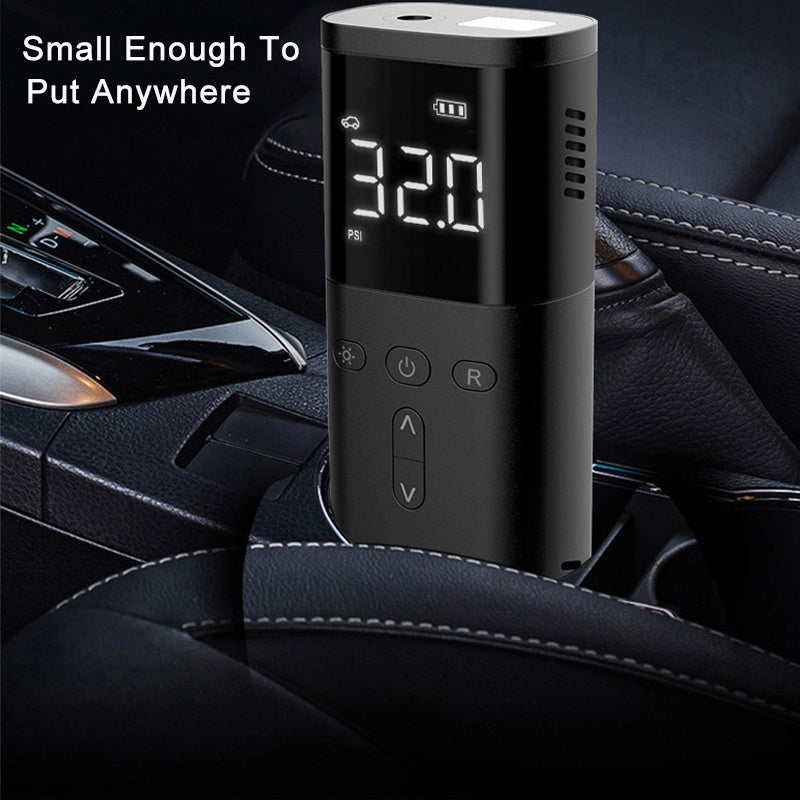 Rechargeable Wireless Air Compressor: Inflate Your Car Tires Anywhere With LED Lamp & Power Bank Function!