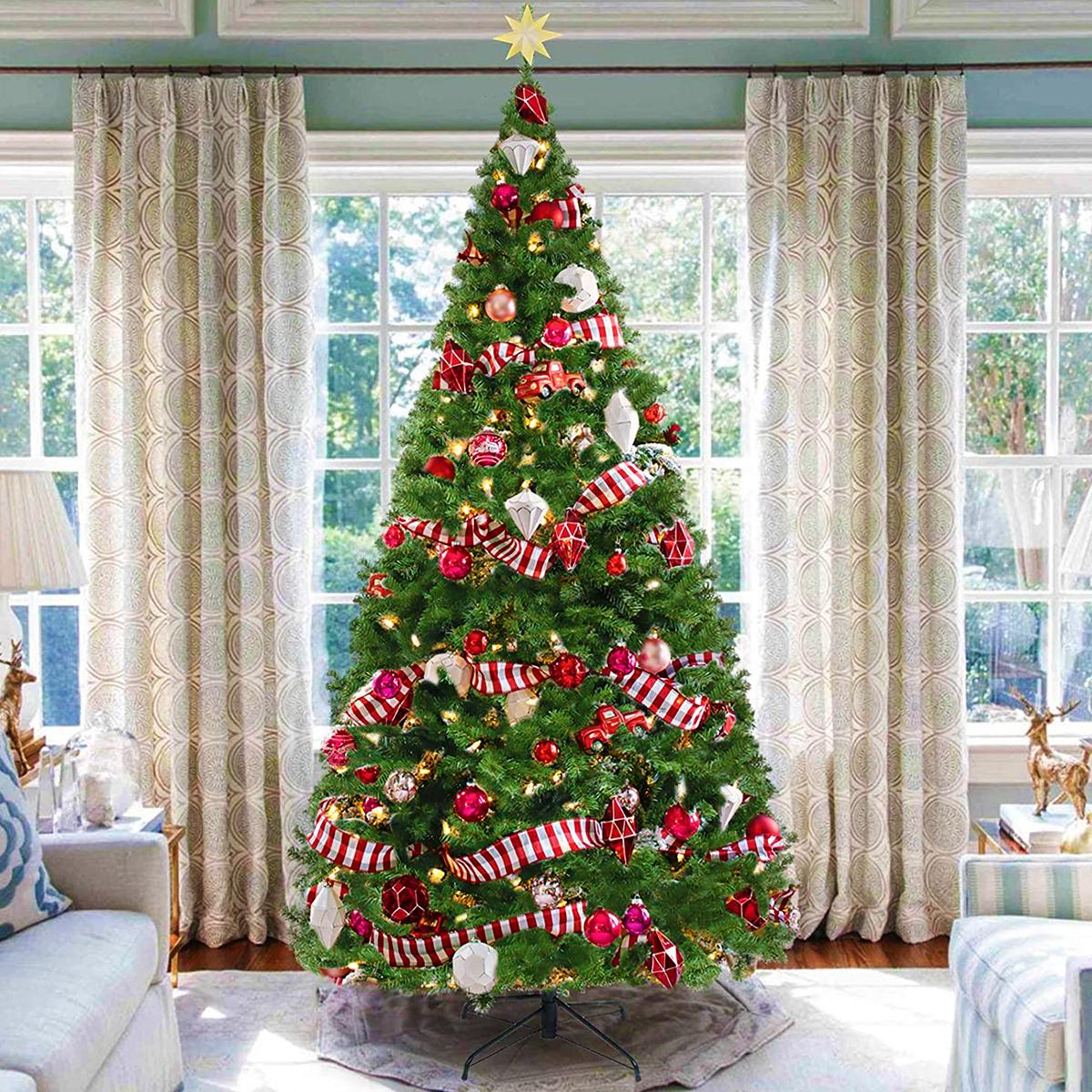 7.5 FT  Artificial Christmas Tree, 1300 Tips Full Tree with Christmas Tree Stand