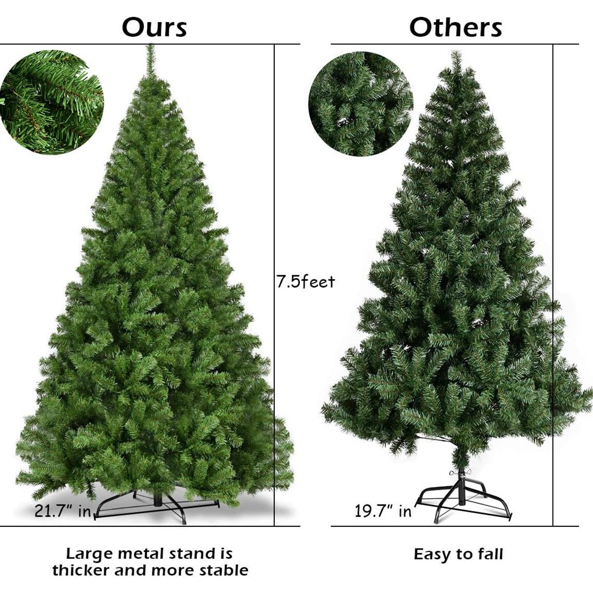 7.5 FT  Artificial Christmas Tree, 1300 Tips Full Tree with Christmas Tree Stand