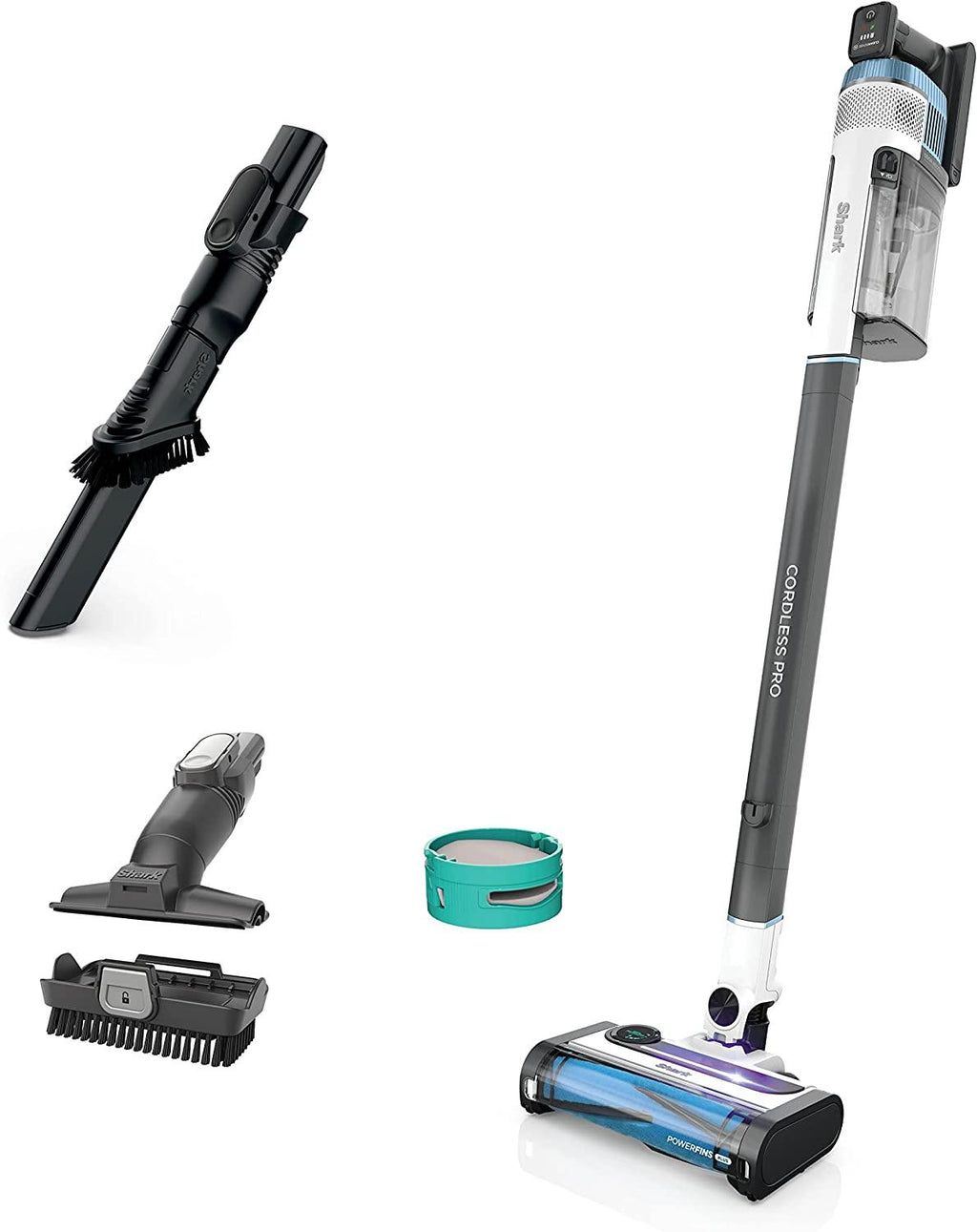 Shark IZ562H Pro Cordless Vacuum with Clean Sense IQ and Odor Neutralizer, PowerFins Plus Brushroll, Includes Duster Crevice Tool &amp; Pet Multi Tool, Up to 40 Minute Runtime, Light Blue