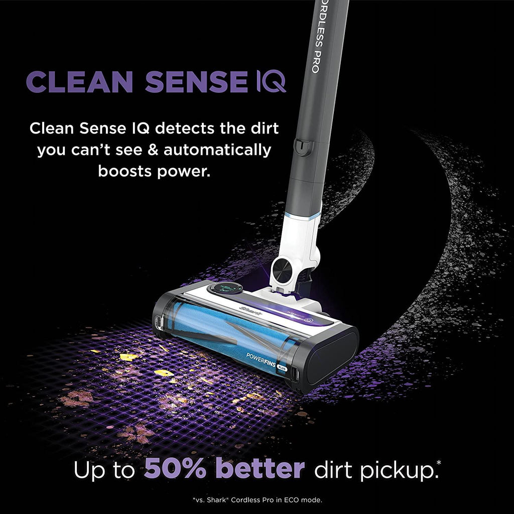Shark IZ562H Pro Cordless Vacuum with Clean Sense IQ and Odor Neutralizer, PowerFins Plus Brushroll, Includes Duster Crevice Tool &amp; Pet Multi Tool, Up to 40 Minute Runtime, Light Blue