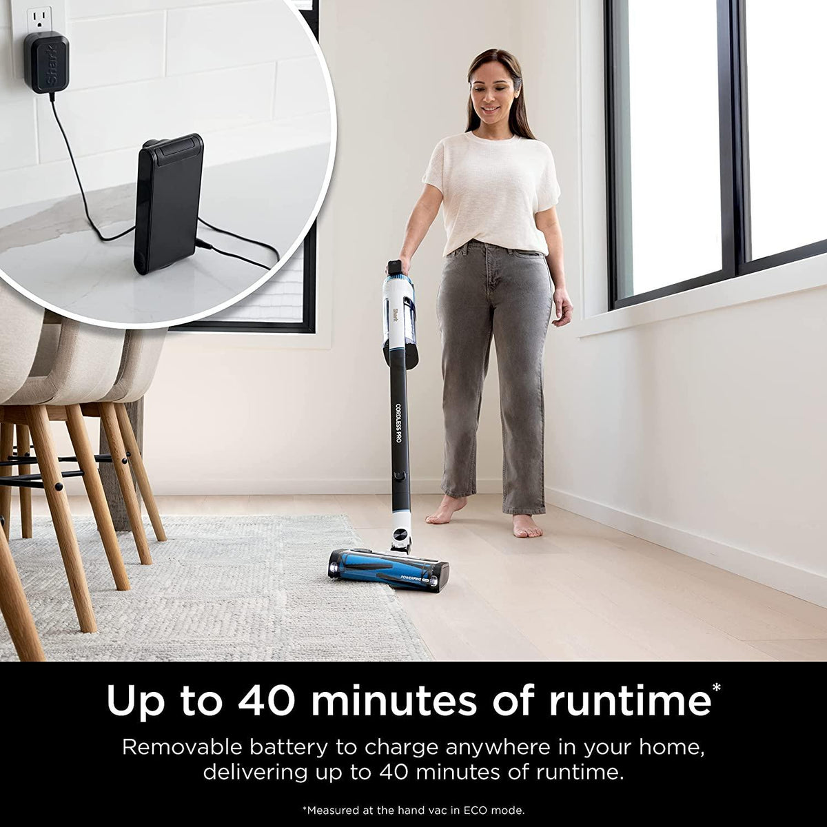 Shark IZ562H Pro Cordless Vacuum with Clean Sense IQ and Odor Neutralizer, PowerFins Plus Brushroll, Includes Duster Crevice Tool &amp; Pet Multi Tool, Up to 40 Minute Runtime, Light Blue