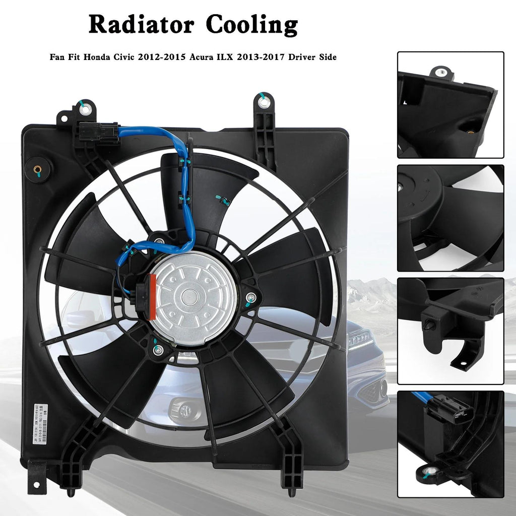 2012 Honda Civic GX, Si HFP Radiator Cooling Fan Driver Side 19030R1AA01PFM TYC601350 HO3115158 19015R1AA01 19020RSAG01 19015-R1A-A01 Generic