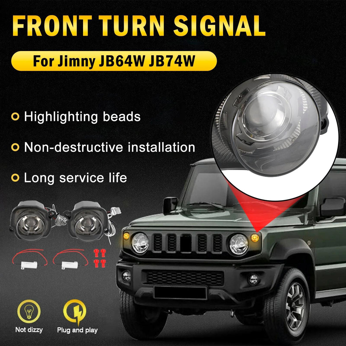 Pair of Front Turn Signal Lamp Light For Suzuki Jimny JB64 JB74 2019-2023 Smoked