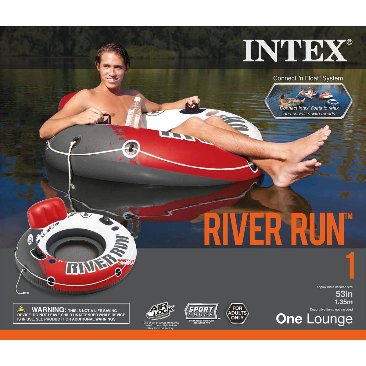River Run 1 53" Inflatable Floating Water Tube Lake Raft, Red (12 Pack)