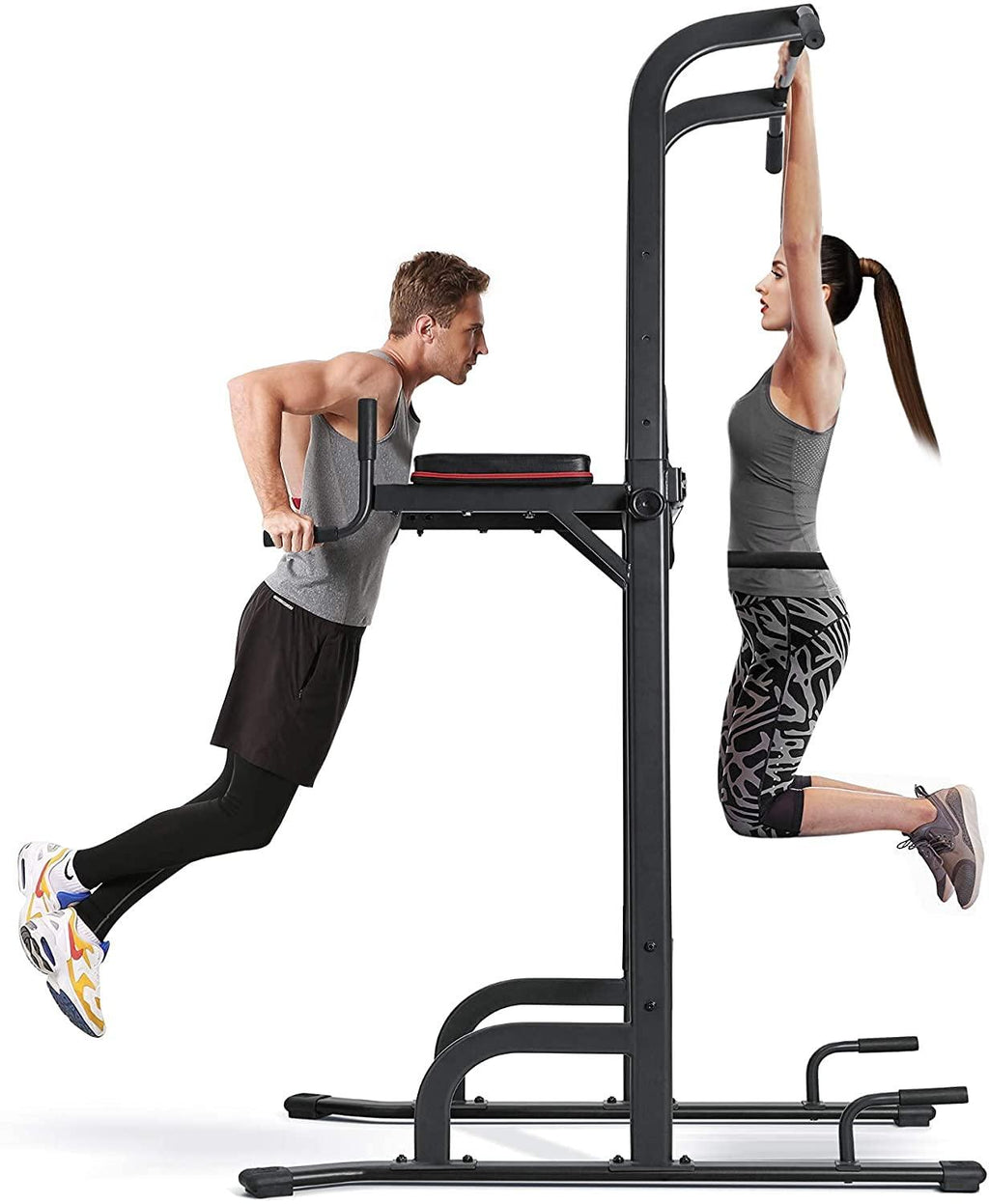 MaxKare 4 Level Adjustable Power Tower Workout Dip Stand Pull Up Bar Station-Strength Training Fitness Exercise Equipment for Home Gym 380 lbs Load Capacity