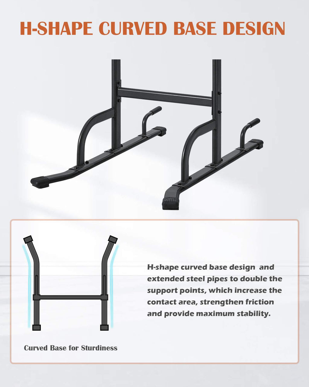 MaxKare 4 Level Adjustable Power Tower Workout Dip Stand Pull Up Bar Station-Strength Training Fitness Exercise Equipment for Home Gym 380 lbs Load Capacity