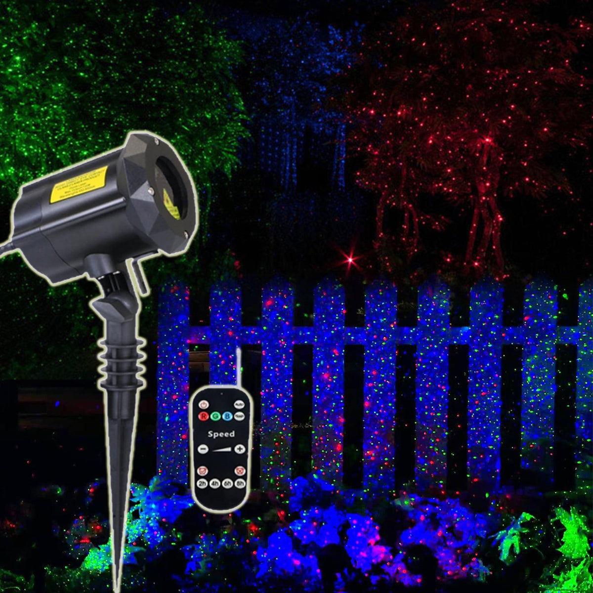 LedMall Moving Firefly Garden Laser Multi-color LED Projector Lights Holiday Lighting, 300"