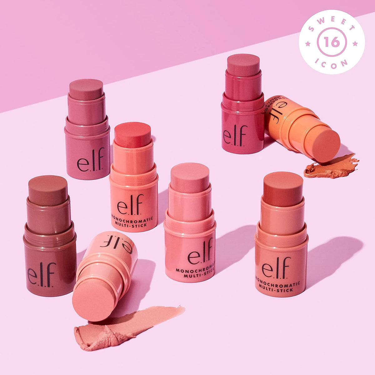e.l.f, Monochromatic Multi Stick, Creamy, Lightweight, Versatile, Luxurious, Adds Shimmer, Easy To Use On The Go, Blends Effortlessly, Sparkling Rose, 0.155 Oz