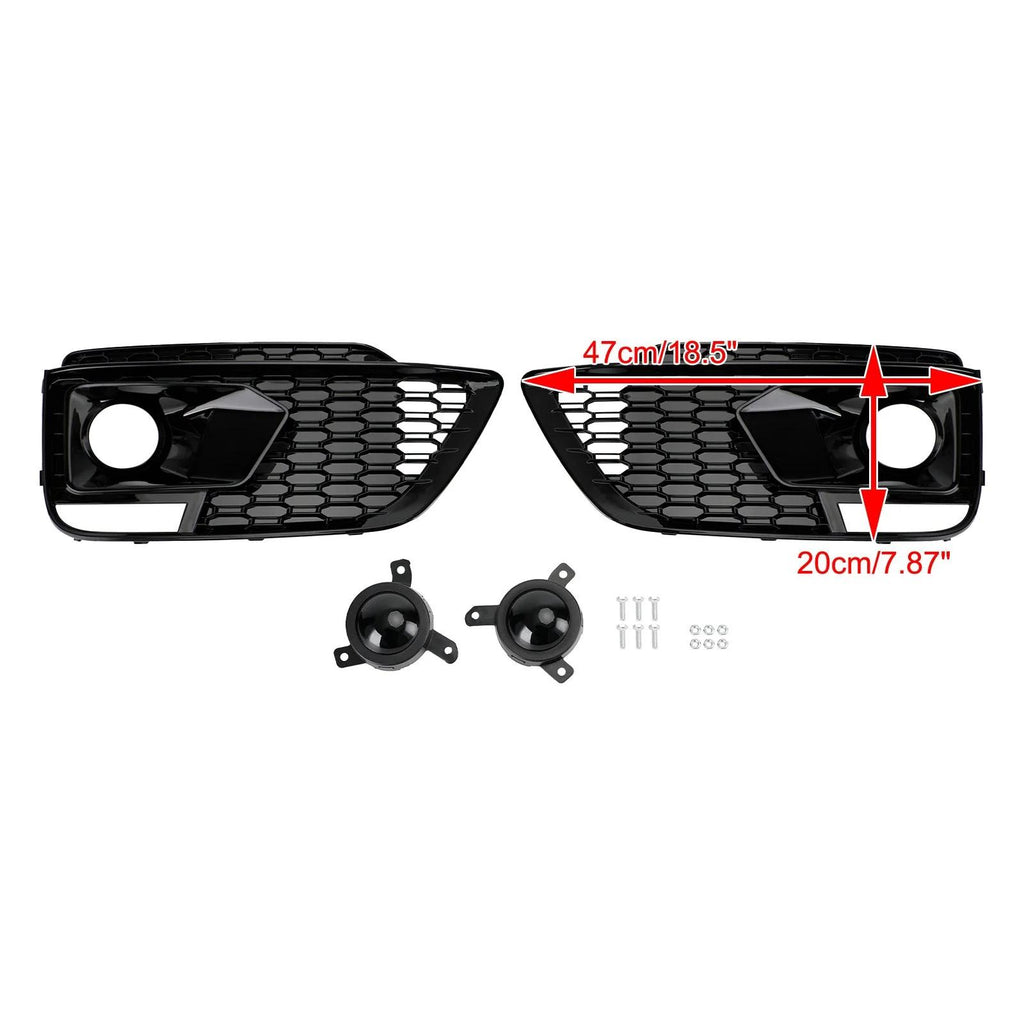 2018-20 RSQ5 Audi Q5 SQ5 SUV Black Front Honeycomb Fog Lamp Grilles Cover Generic
