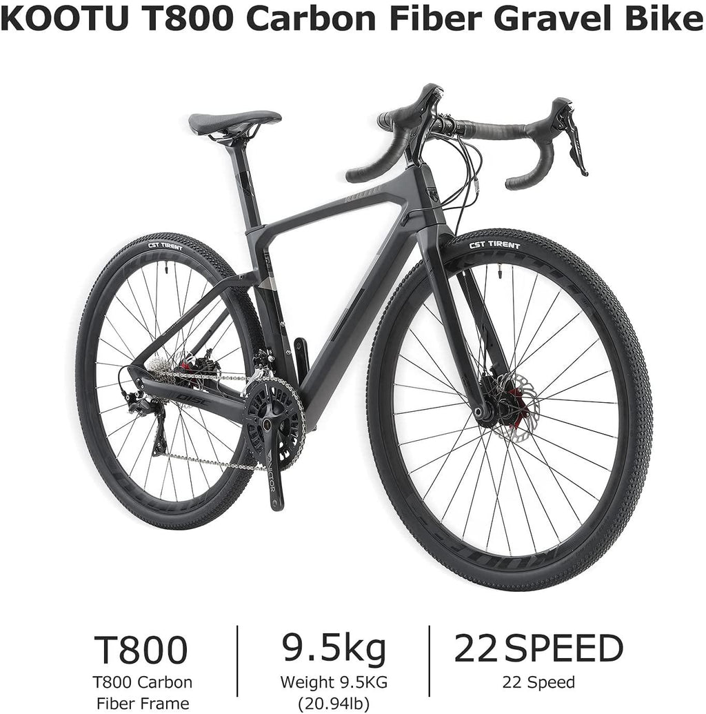 KOOTU Carbon Road Bike, 700C Gravel Bike for Men, Disc Brake Carbon Fiber Racing Bicycle with  105 R7000 22S Contineltal Tire