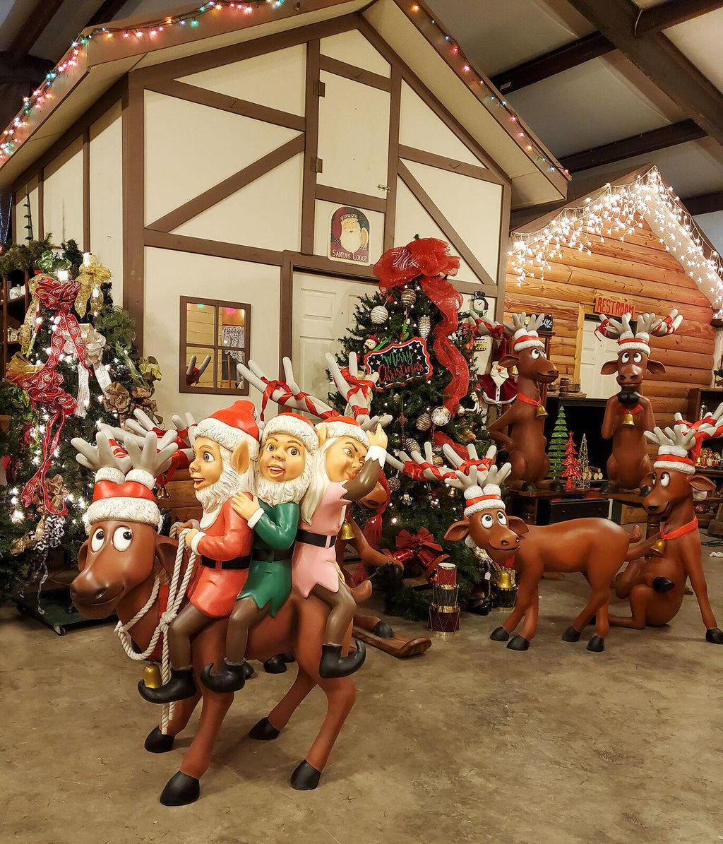 Funny Reindeer Skiing Christmas Decor 5FT- Funny Reindeer Skiing