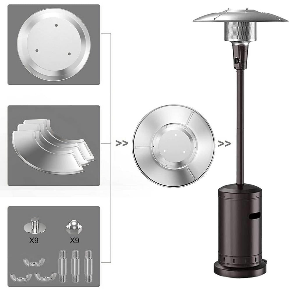 TAONMEISU Outdoor Patio Heater Reflector Shield Dustproof Heater Focusing Reflector Safe Propane Heater Focusing Reflector method