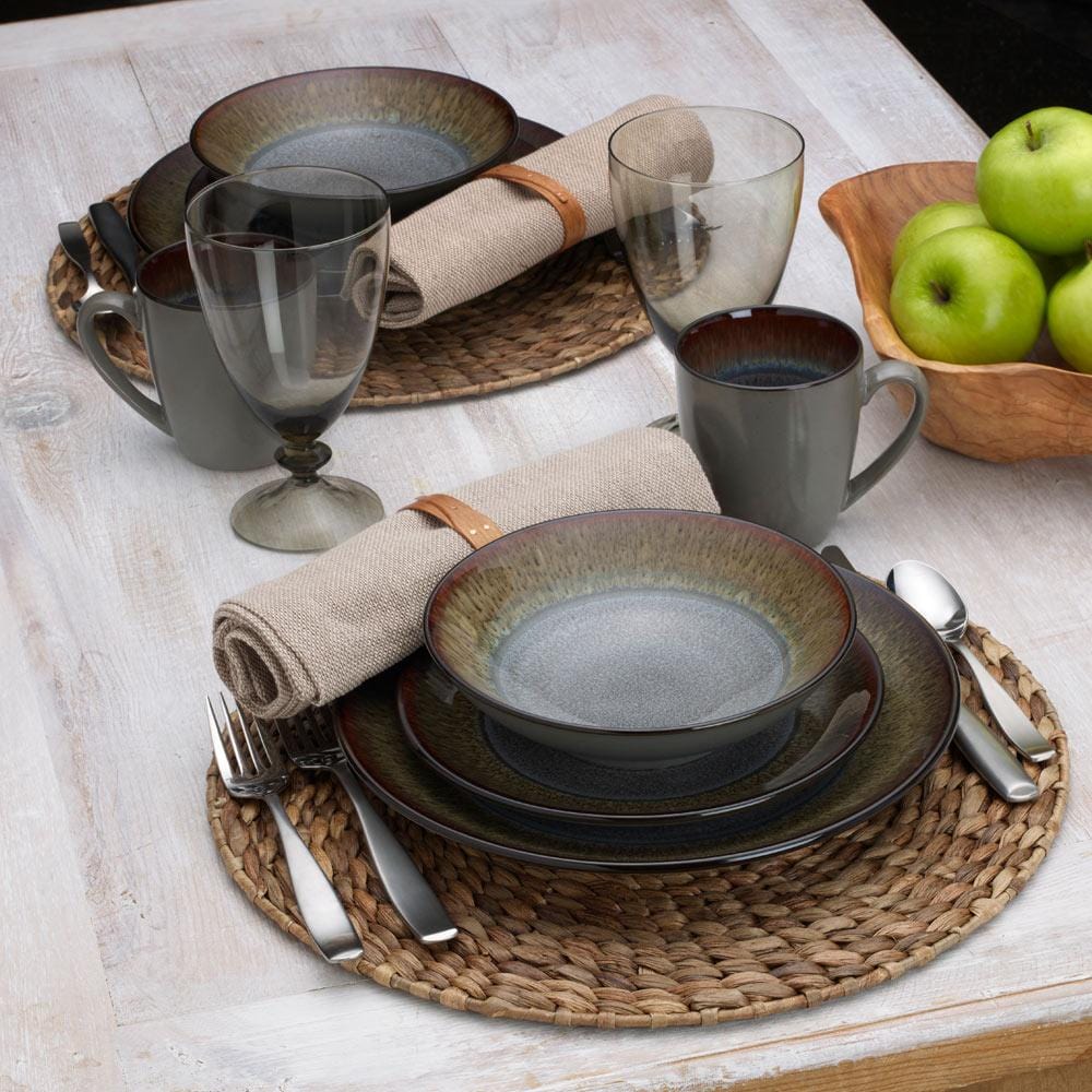 Monroe Gray 16 Piece Dinnerware Set, Service for 4