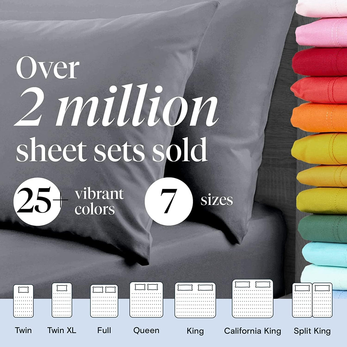 LuxClub 4 PC Extra Deep Pocket Sheets &amp; Pillowcases Set - Hotel Bedding Silky Soft Eco Friendly Wrinkle Free Ultra Soft Cooling Bed Sheet Set deep Pocket up to 21" (TwinXL, Light Grey)