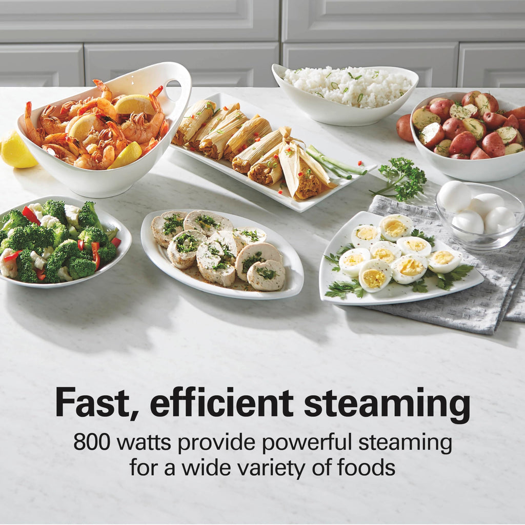 Electric Food Steamer, Rice Cooker & Egg Boiler | For  Healthy Coo| 9.5 Qt. Stackable Three-Tier Bowls For Vegetables and Seafood | Auto Shutoff | Black